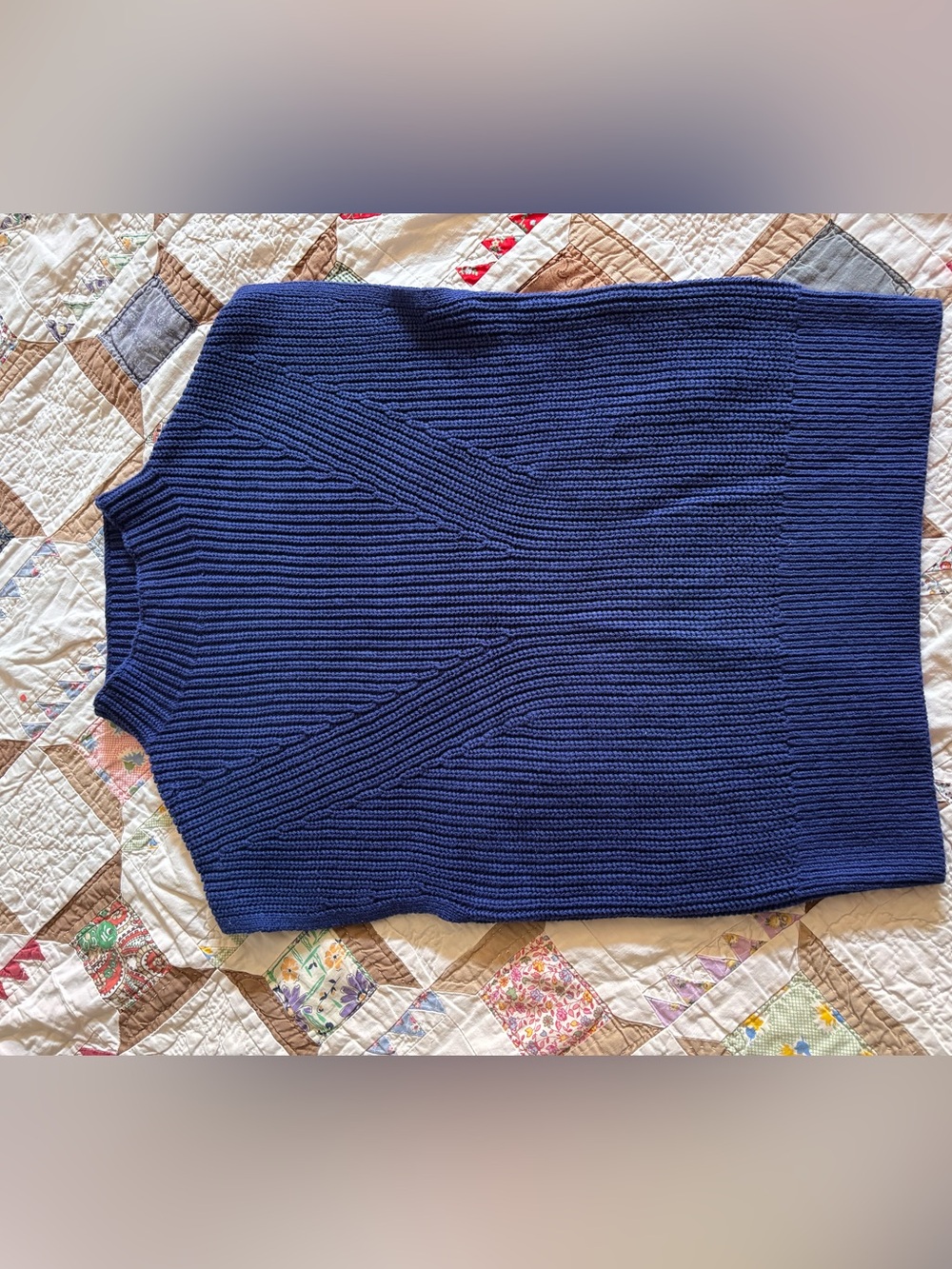 LOFT royal blue  Sweater with Chevron Rib Detail